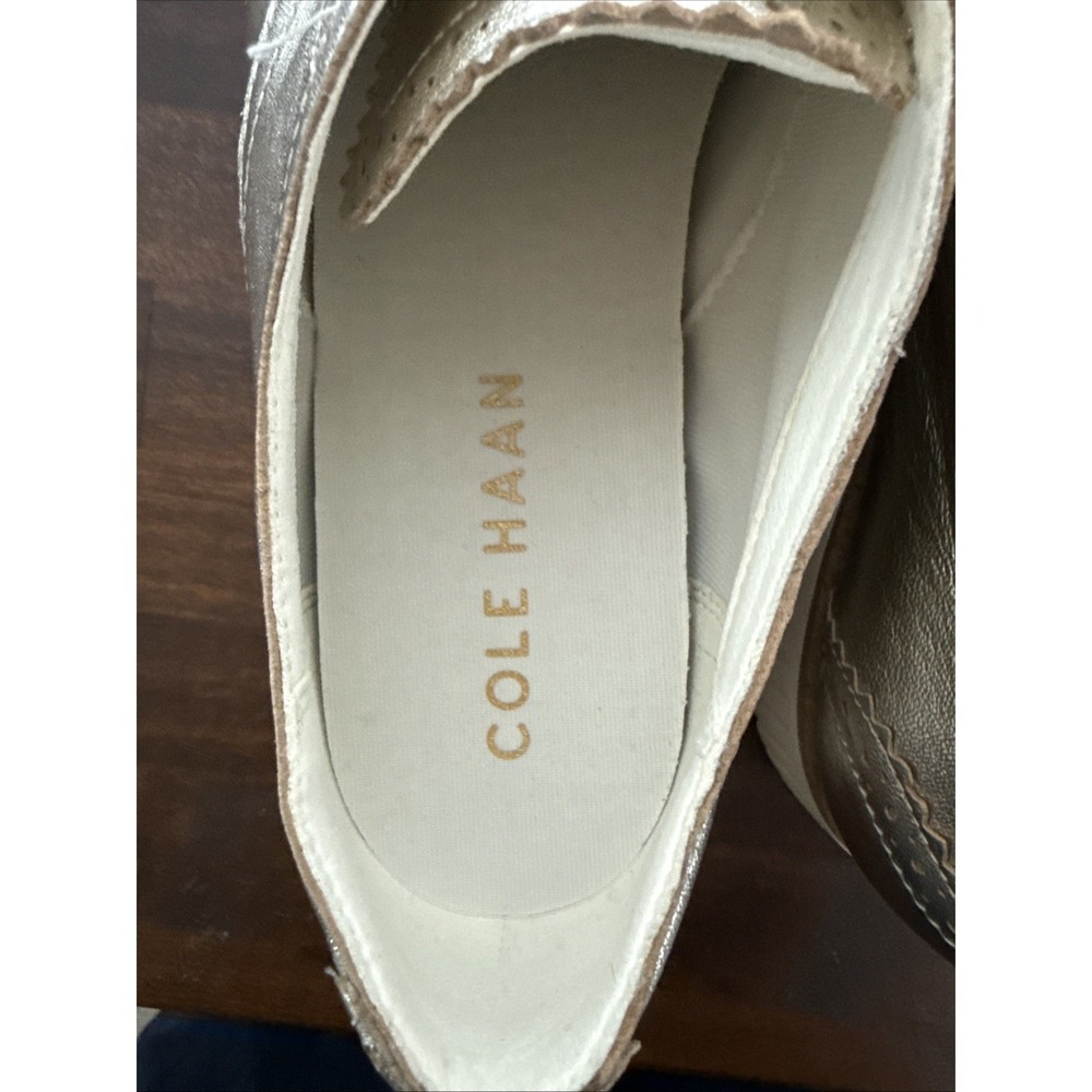 Cole Haan Grand City Womens Platform Oxford Shoes 8.5 Gold Talca Ivory Leather - Picture 8 of 9